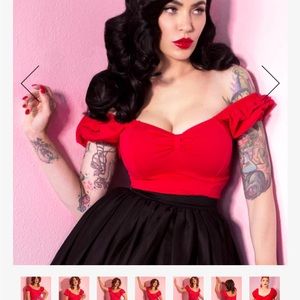 RESERVED Xs red powder puff top from Vixen by Micheline Pitt